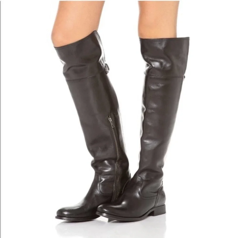 Frye black Leather over knee Western English Melissa boots elastic calf size 7